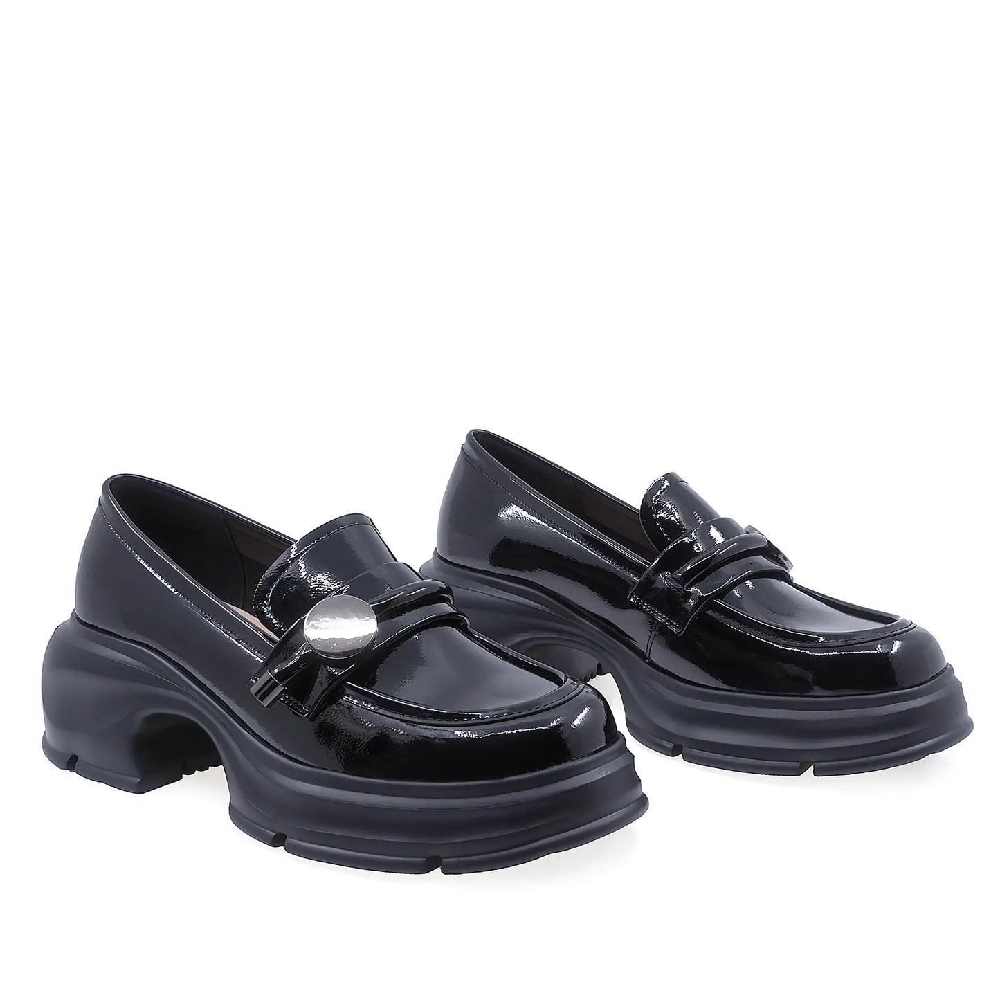 Pantofi Dama Casual Anna Viotti Piele Lacuita D105-4200D-LV134-NT-02 Negru