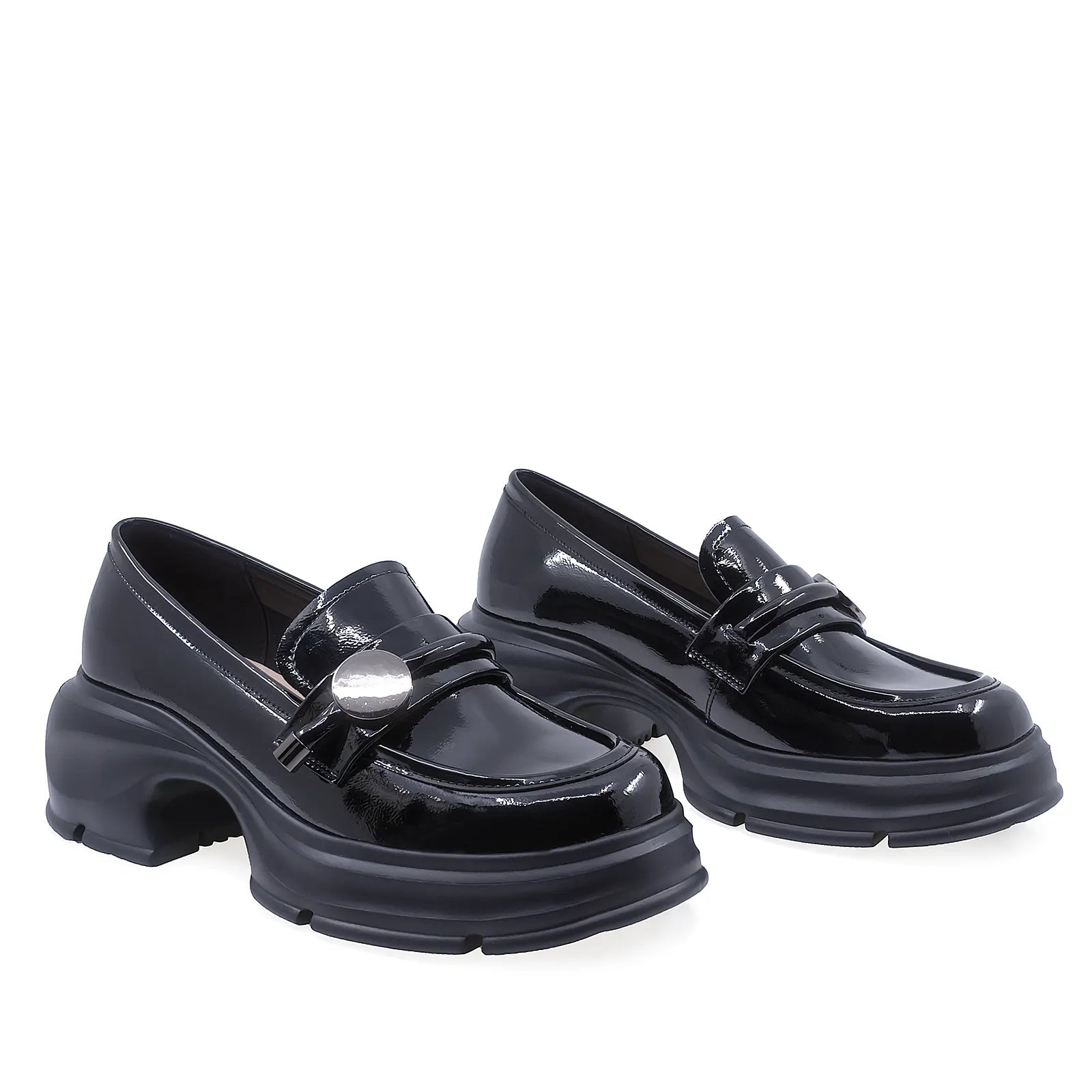 Pantofi Dama Casual Anna Viotti Piele Lacuita D105-4200D-LV134-NT-02 Negru