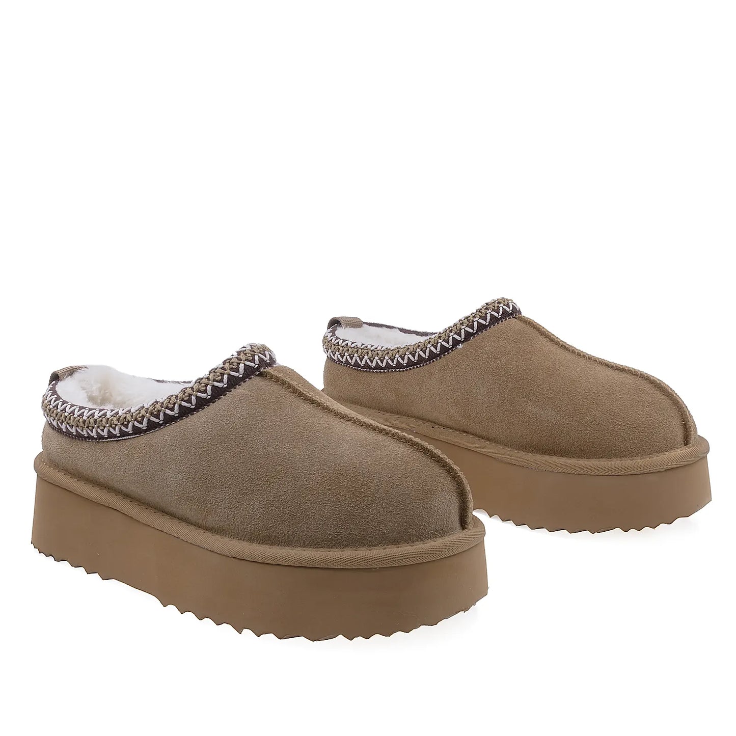 Papuci Dama Casual Anna Viotti Piele Intoarsa D113-BERDUN DB Camel