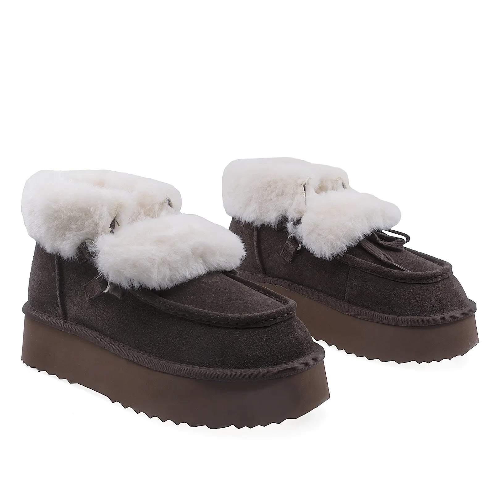 Ghete Dama Casual Anna Viotti Piele Intoarsa D113-10 Maro