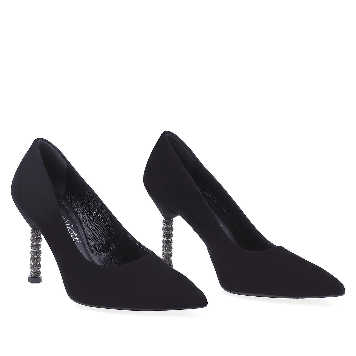 Pantofi dama eleganti Anna Viotti piele intoarsa D2985 negru