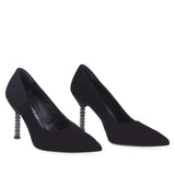 Pantofi dama eleganti Anna Viotti piele intoarsa D2985 negru