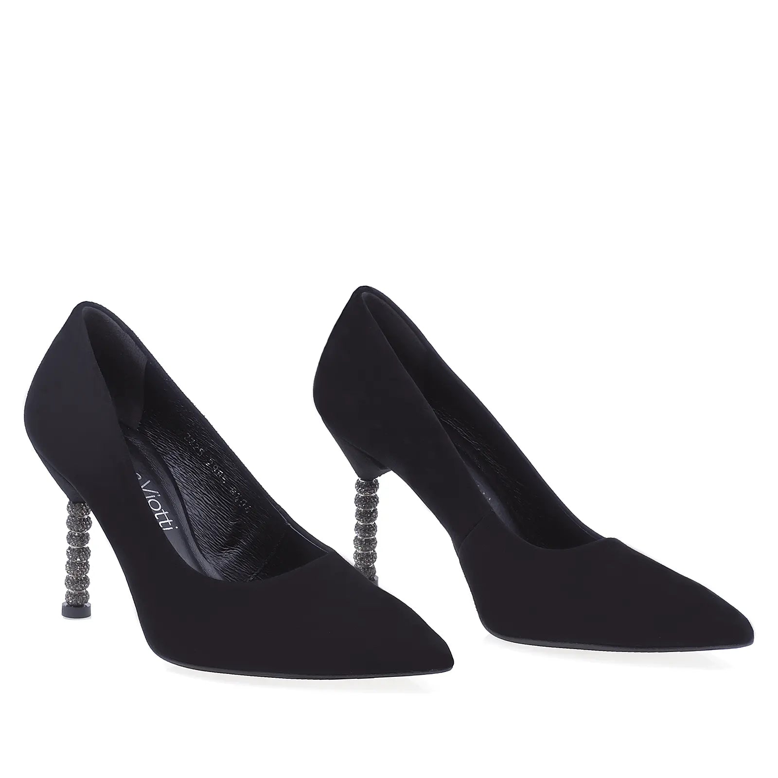 Pantofi dama eleganti Anna Viotti piele intoarsa D2985 negru