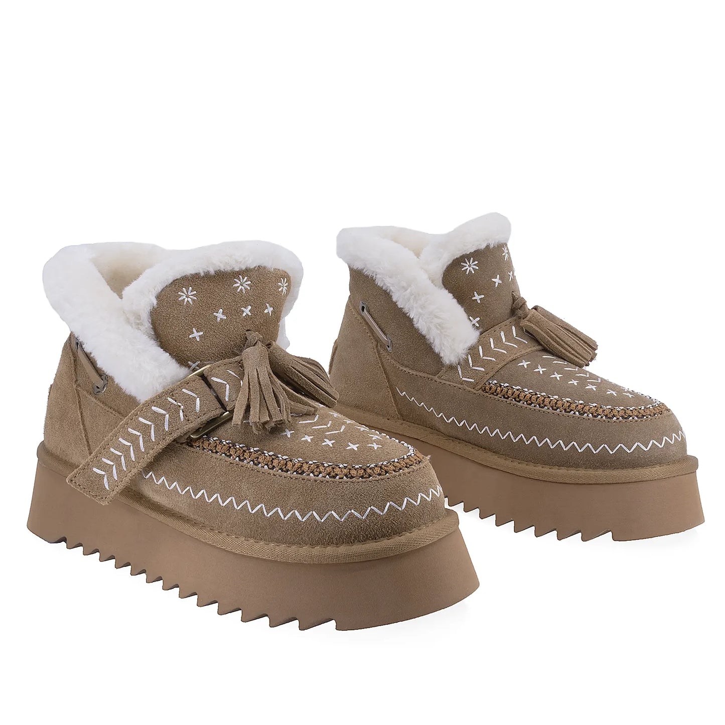 Ghete Dama Casual Anna Viotti Piele Intoarsa D113-4 Camel