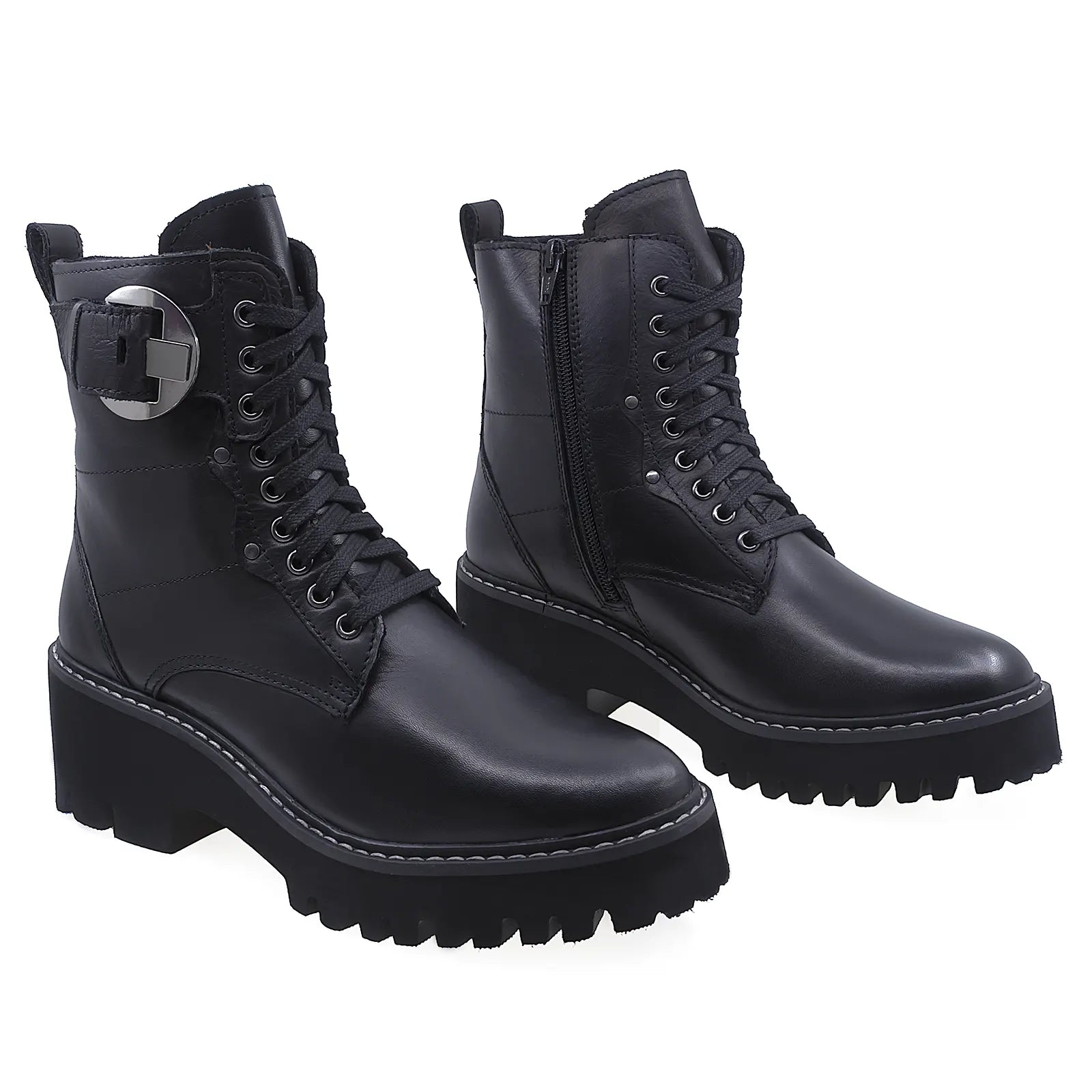 Ghete Dama Casual Anna Viotti Piele Naturala D200-67602 Negru