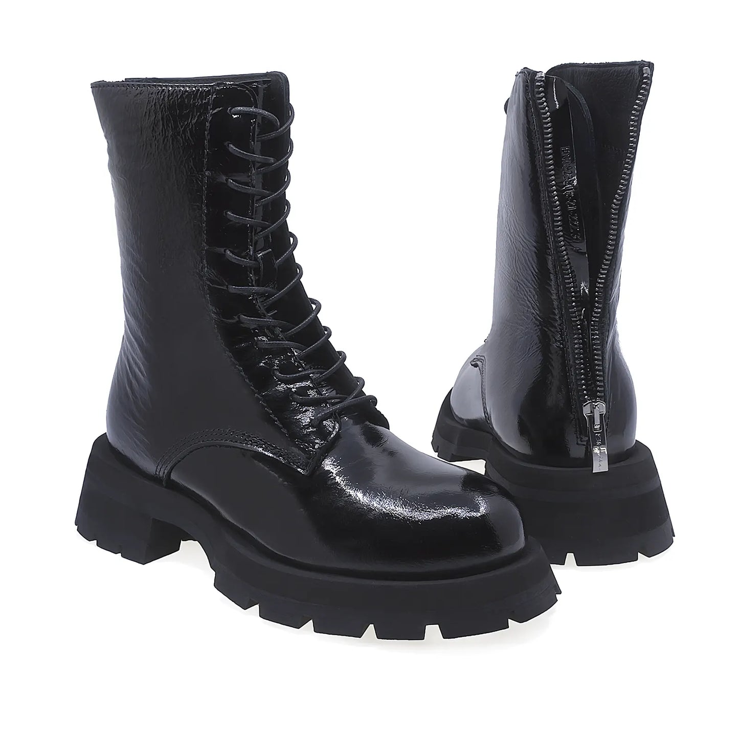 Ghete Dama Casual Anna Viotti Piele Lacuita D15-08328-21-22 Negru