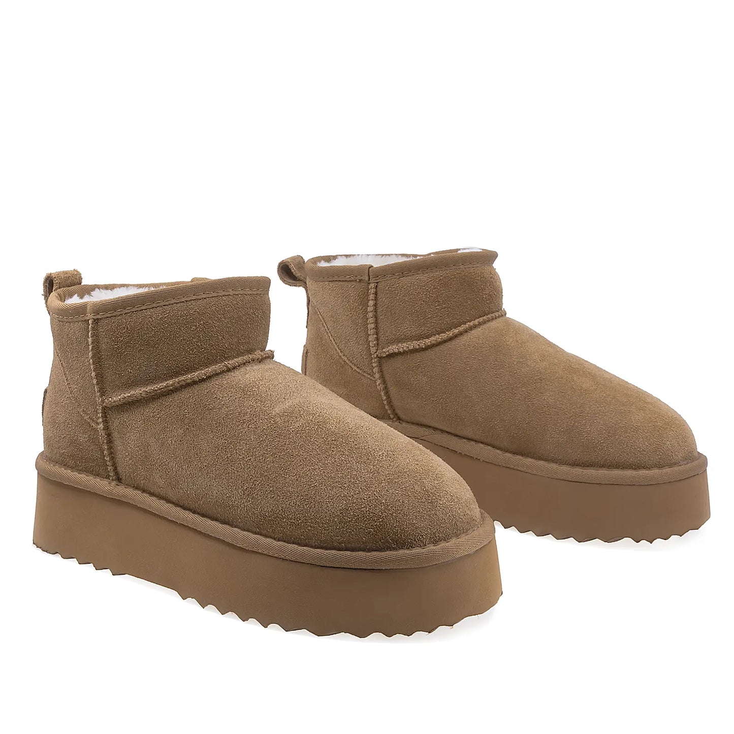 Ghete Dama Casual Anna Viotti Piele Intoarsa D113-MORES DB MINI Camel