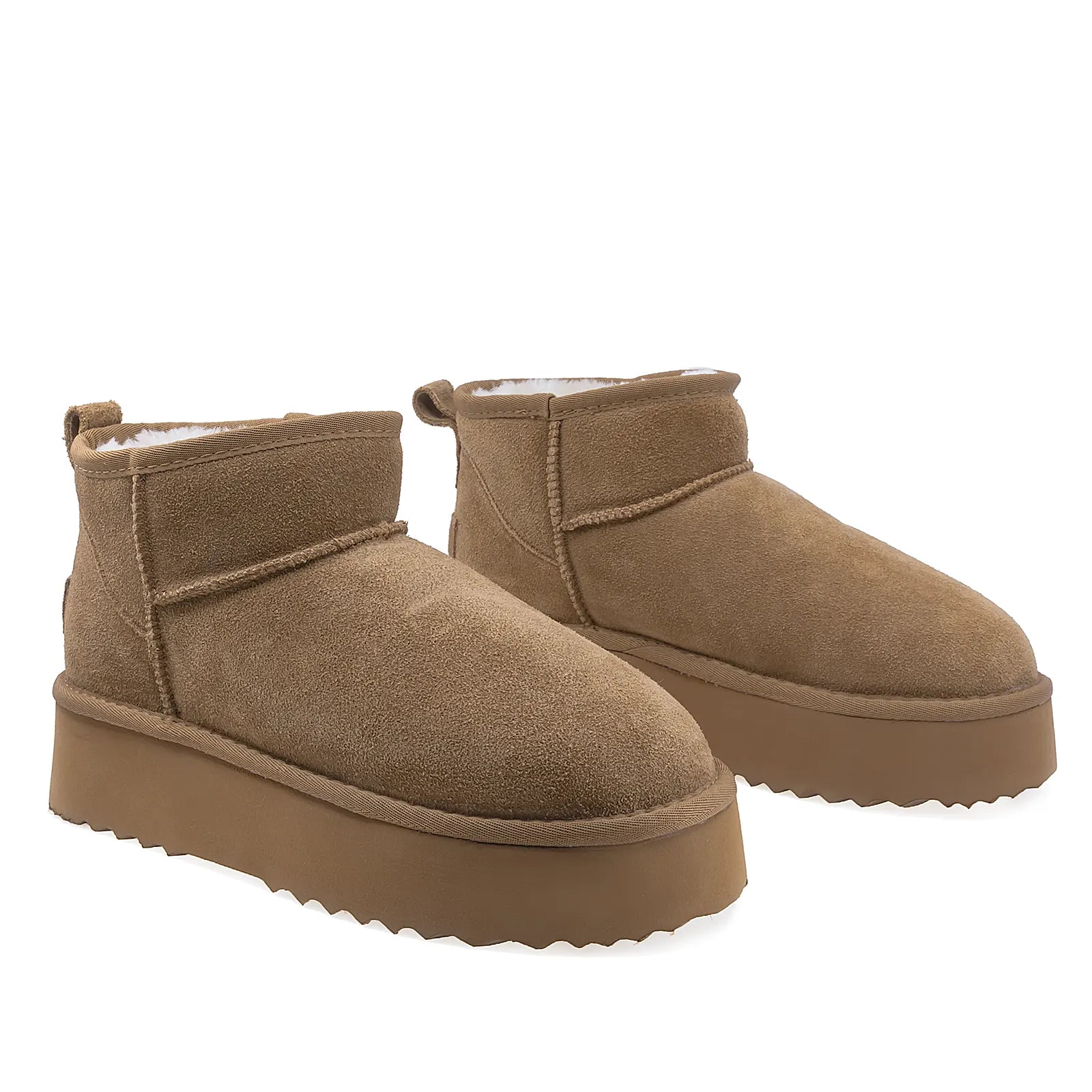 Ghete Dama Casual Anna Viotti Piele Intoarsa D113-MORES DB MINI Camel