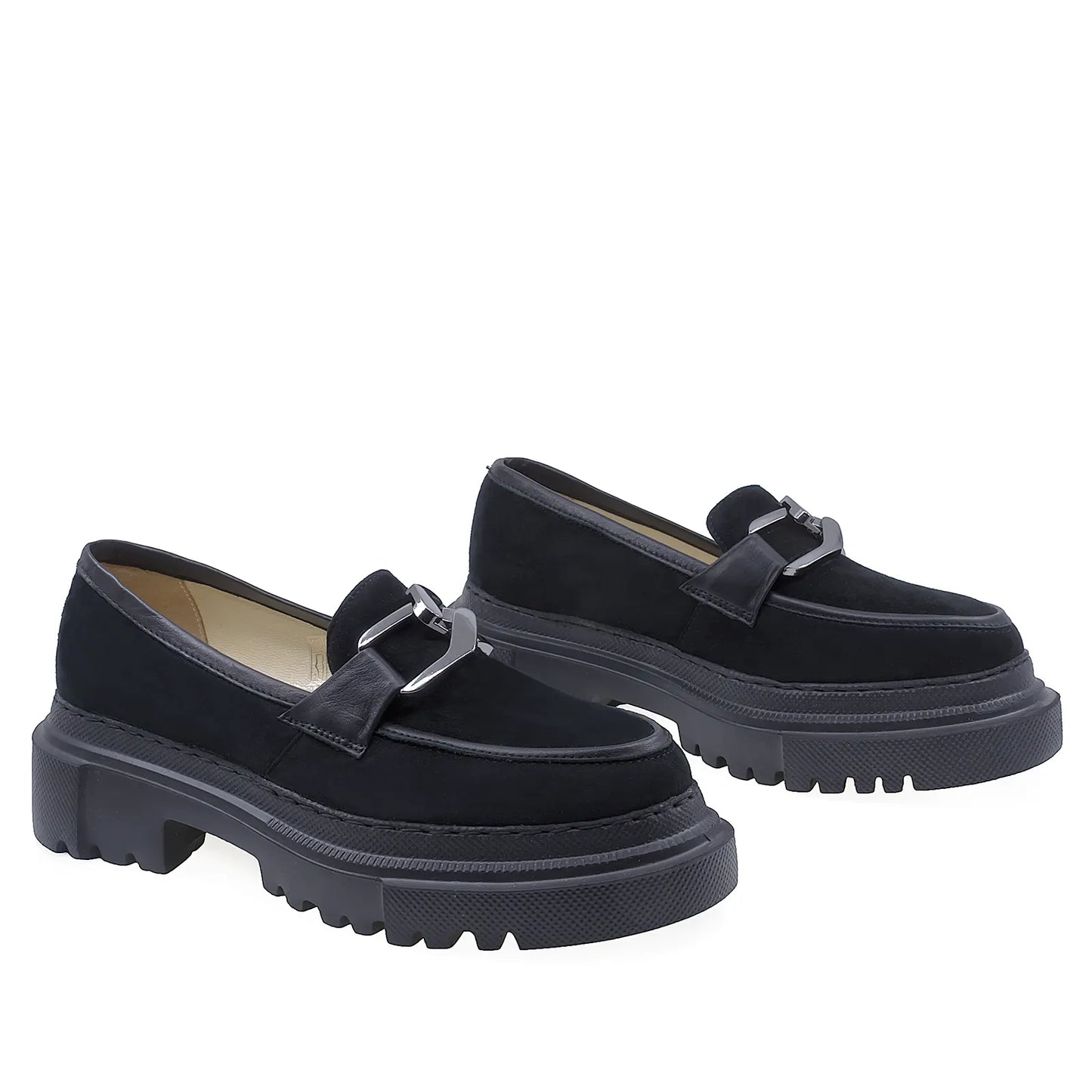 Pantofi Dama Casual Anna Viotti Piele Intoarsa D44-2498 Negru