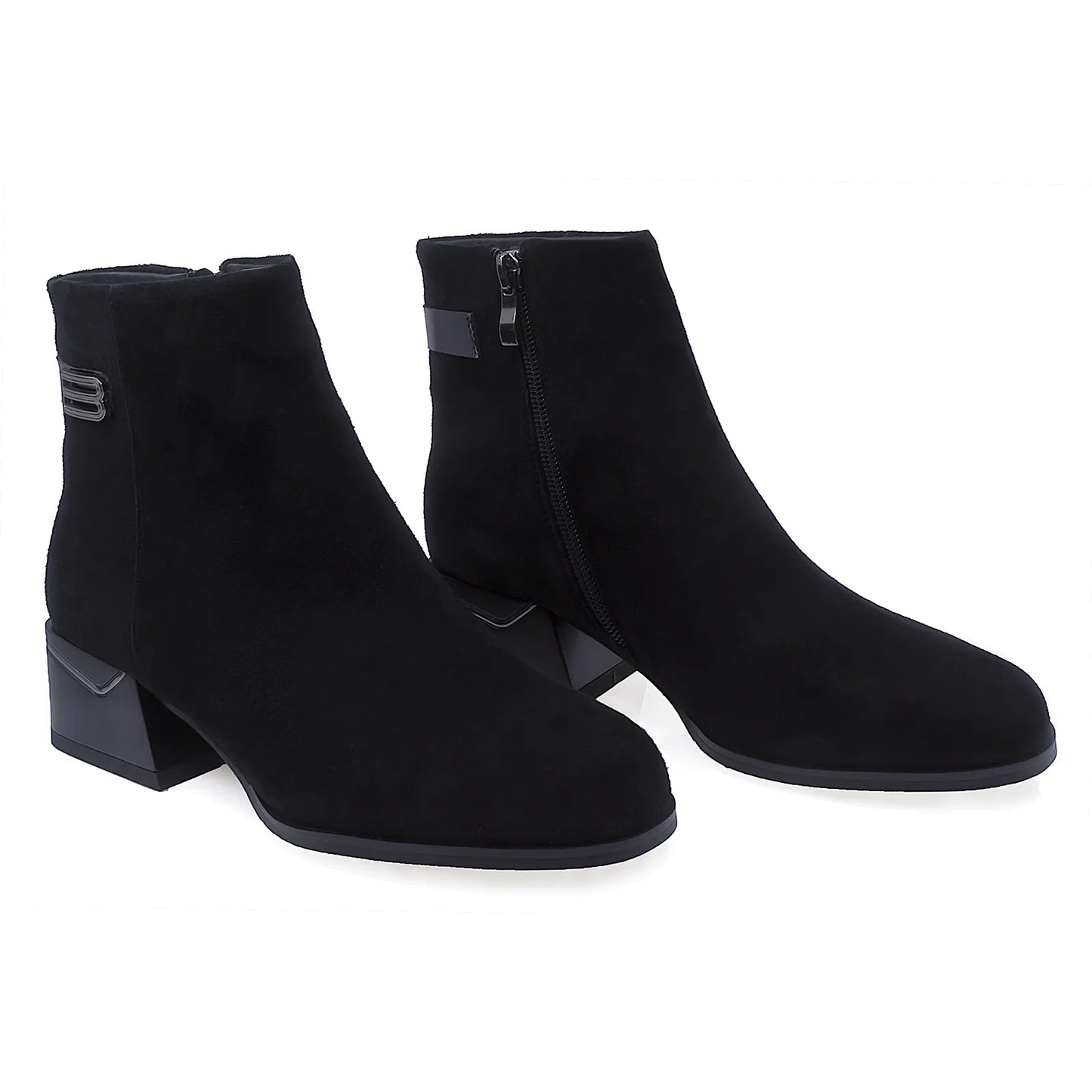 Ghete Dama Elegante Anna Viotti Piele Intoarsa D112-GAW2572 Negru