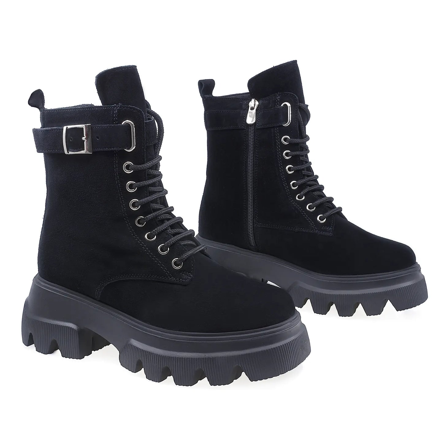 Ghete Dama Casual Anna Viotti Piele Intoarsa D44-4434 Negru