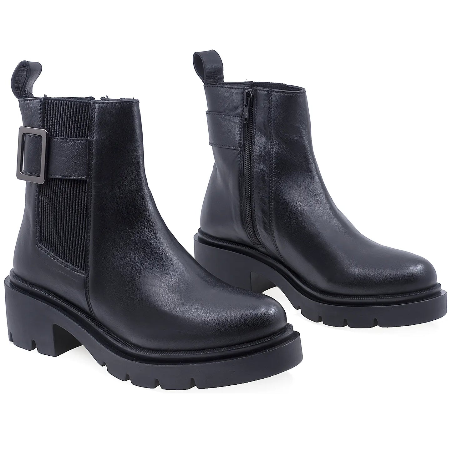 Ghete Dama Casual Anna Viotti Piele Naturala D201-1055 Negru