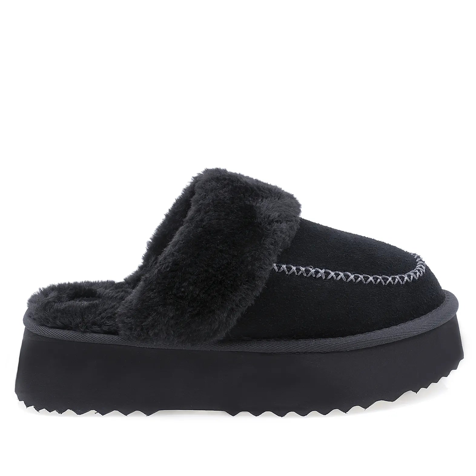 Papuci Dama Casual Anna Viotti Piele Intoarsa D113-1 Negru