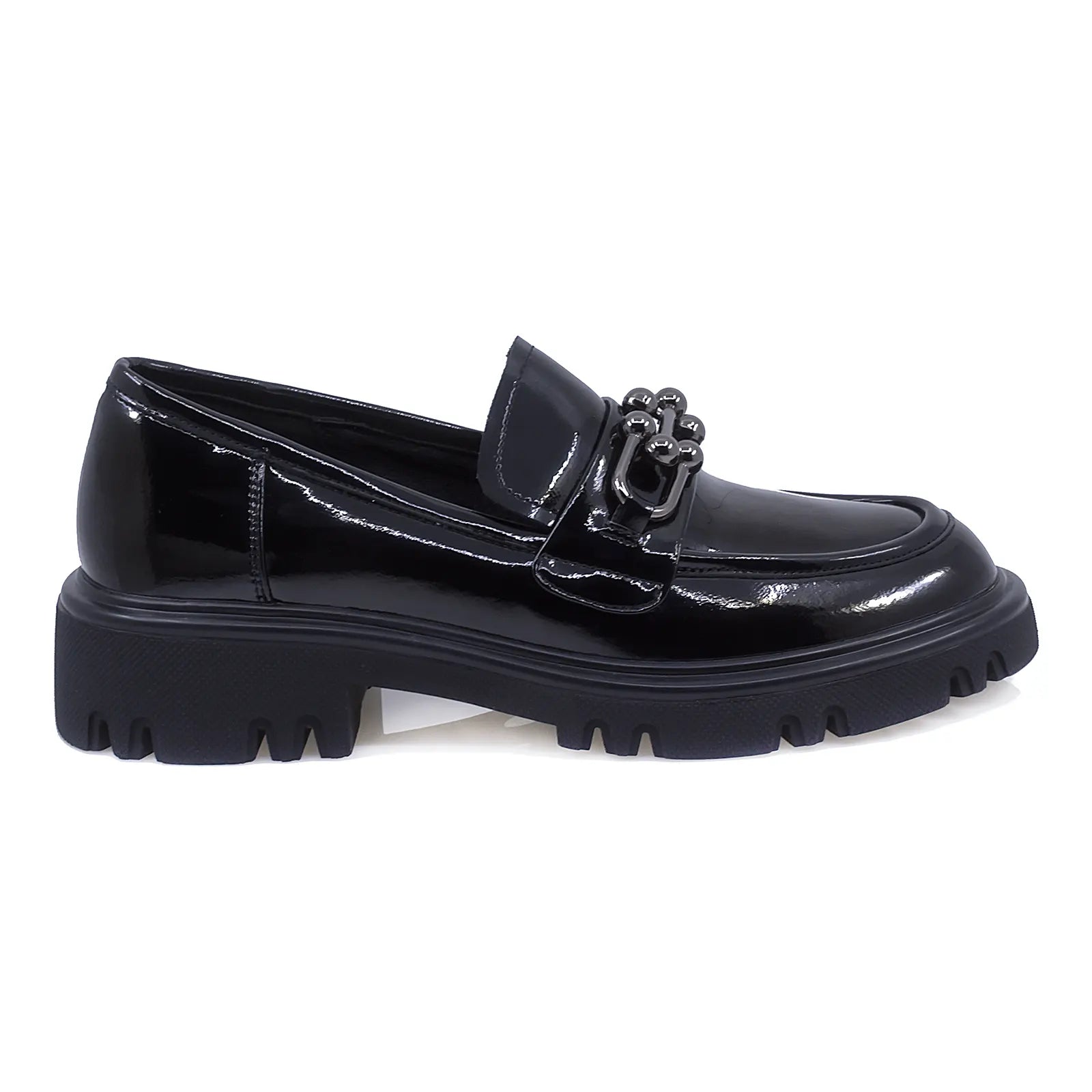 Pantofi Dama Casual Anna Viotti Piele Lacuita D112-GAW2559 Negru