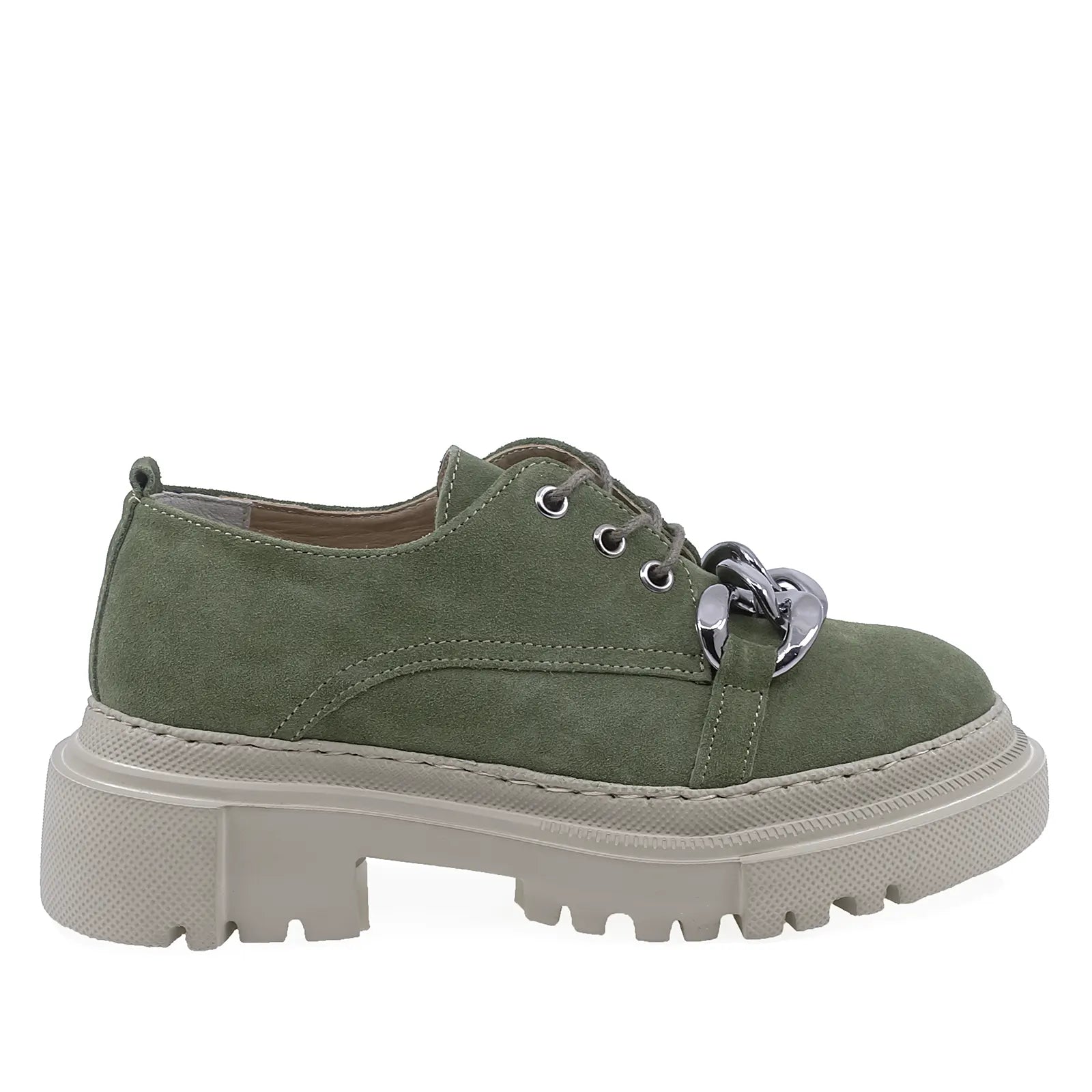 Pantofi Dama Casual Anna Viotti Piele Intoarsa D44-2492 Kaki