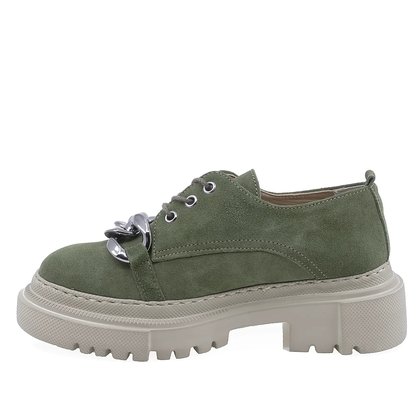 Pantofi Dama Casual Anna Viotti Piele Intoarsa D44-2492 Kaki