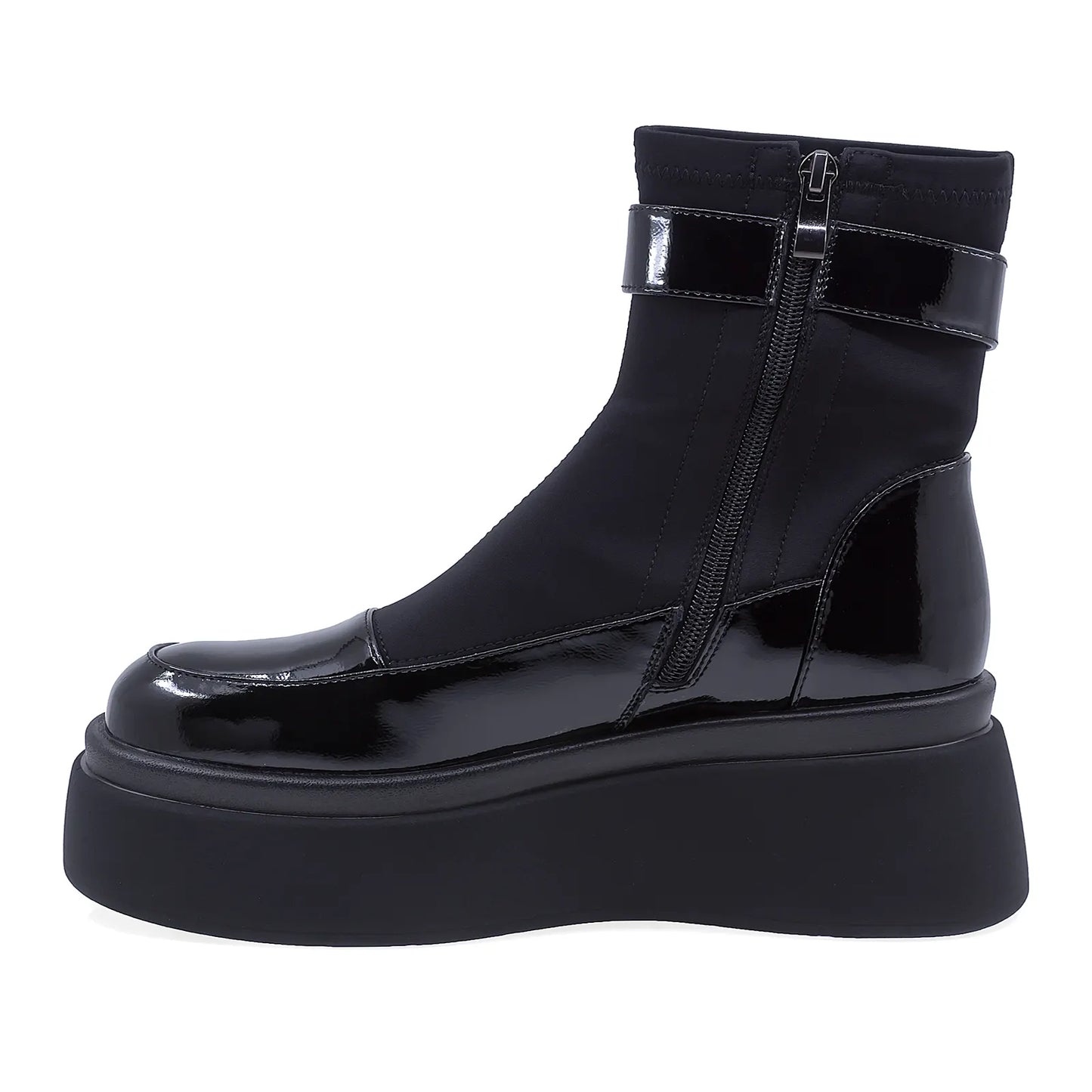 Ghete Dama Casual Anna Viotti Piele Lacuita D106-F8365-C5966-12 Negru