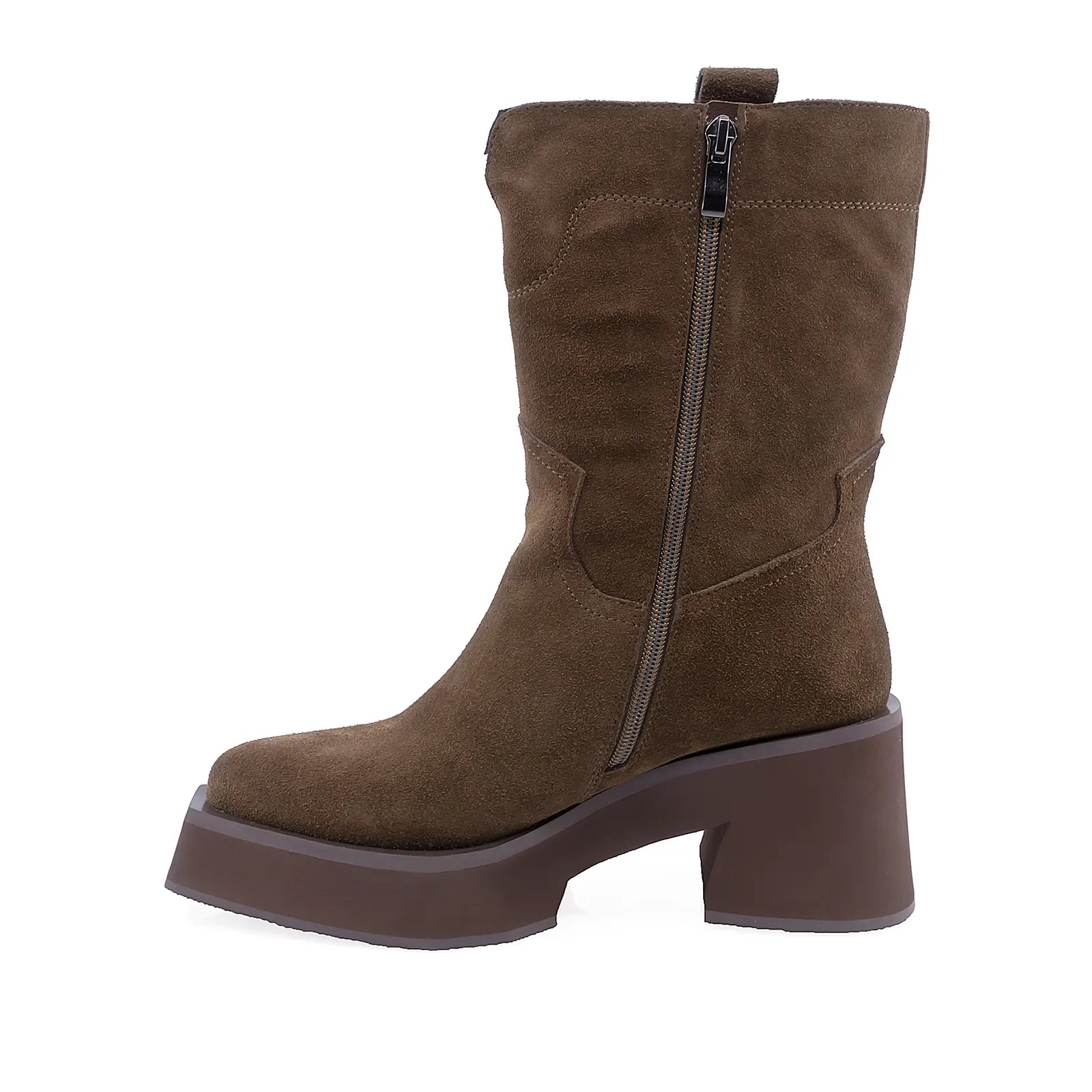 Ghete Dama Casual Anna Viotti Piele Intoarsa D107-PV4305B-Z38796-R-2 Maro