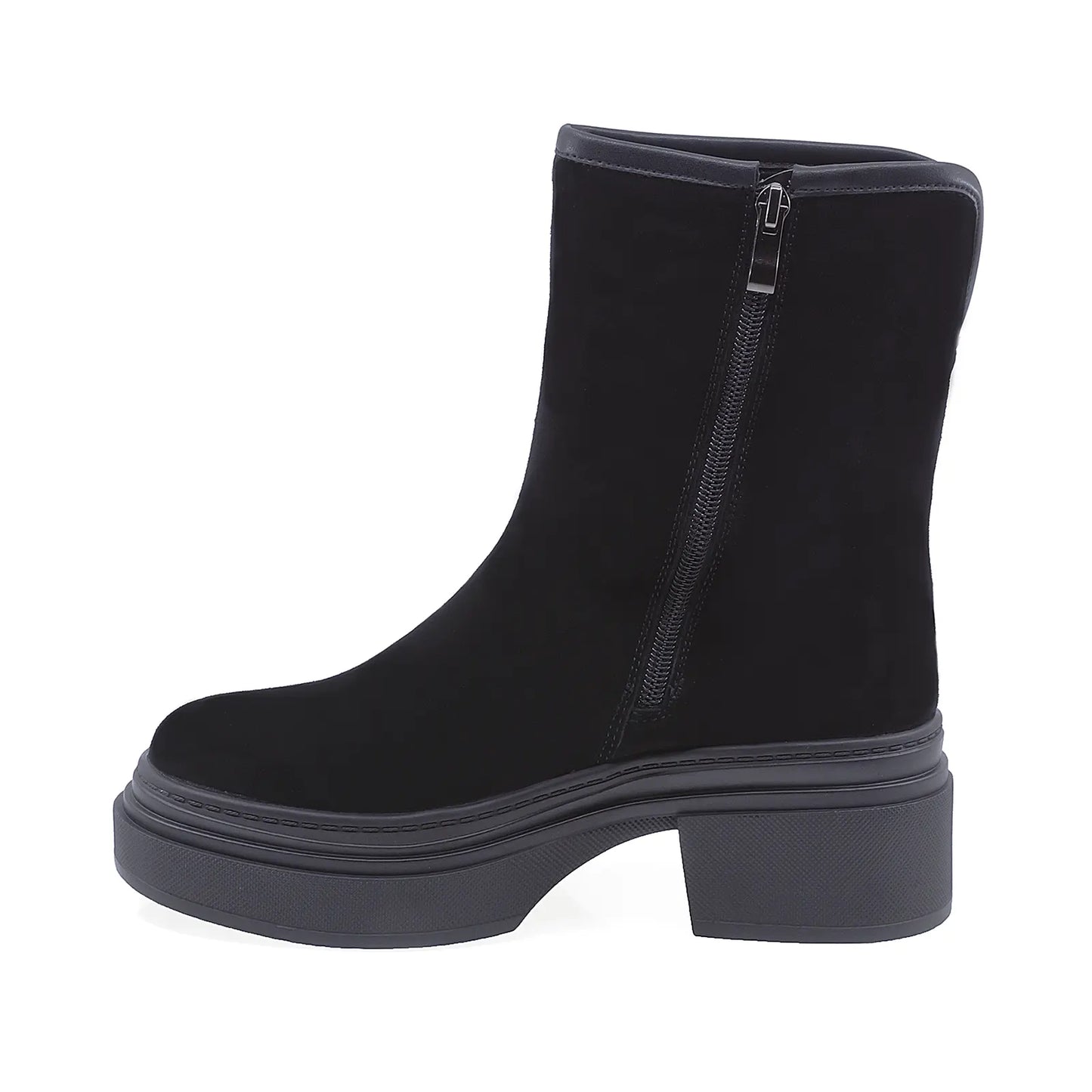 Ghete Dama Casual Anna Viotti Piele Intoarsa D106-F9998-C8101 Negru