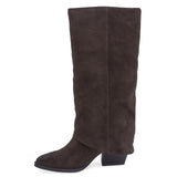 Cizme Dama Casual Anna Viotti Piele Intoarsa D115-SHN2380-32R Maro