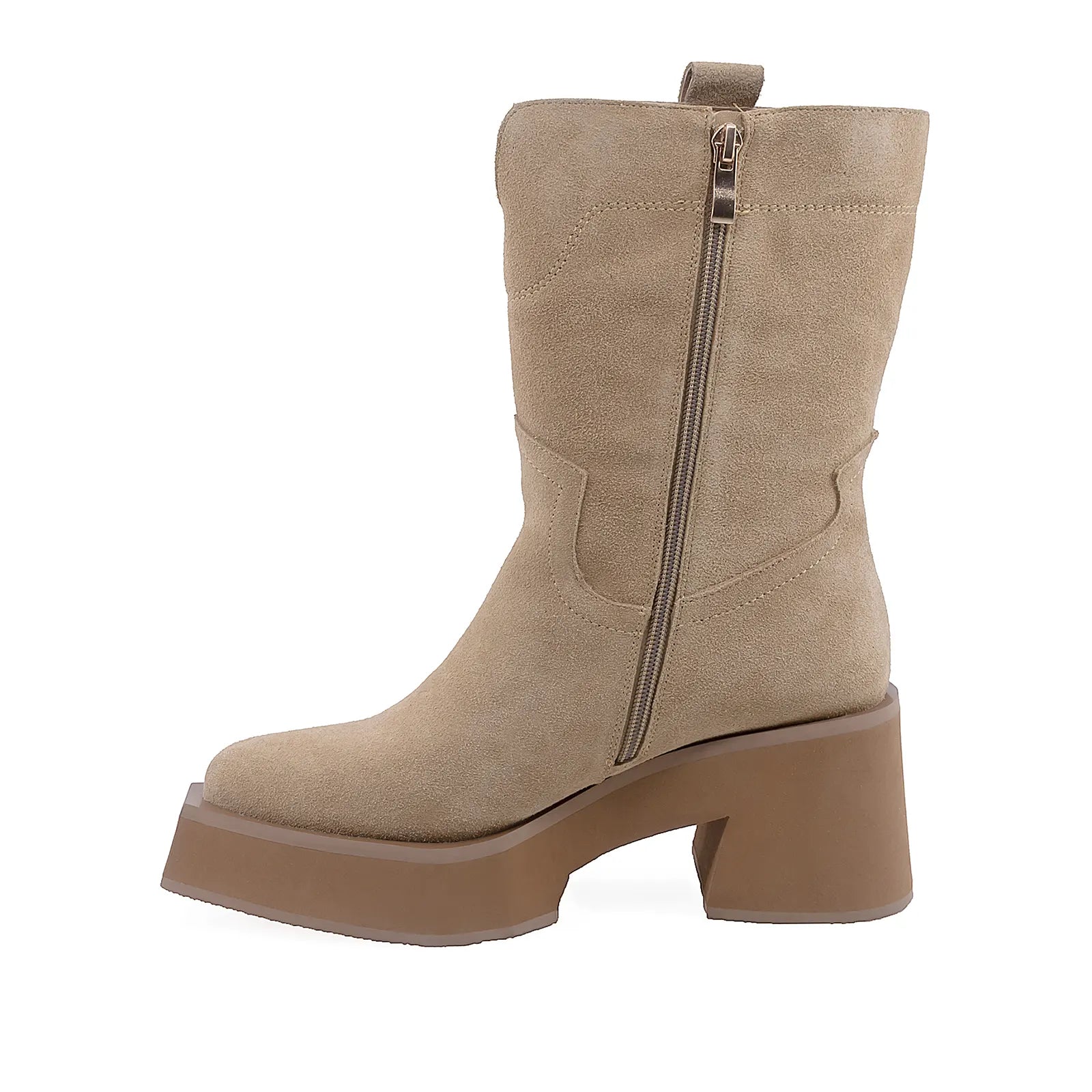 Ghete Dama Casual Anna Viotti Piele Intoarsa D107-PV4305B-Z38796-R-5 Taupe