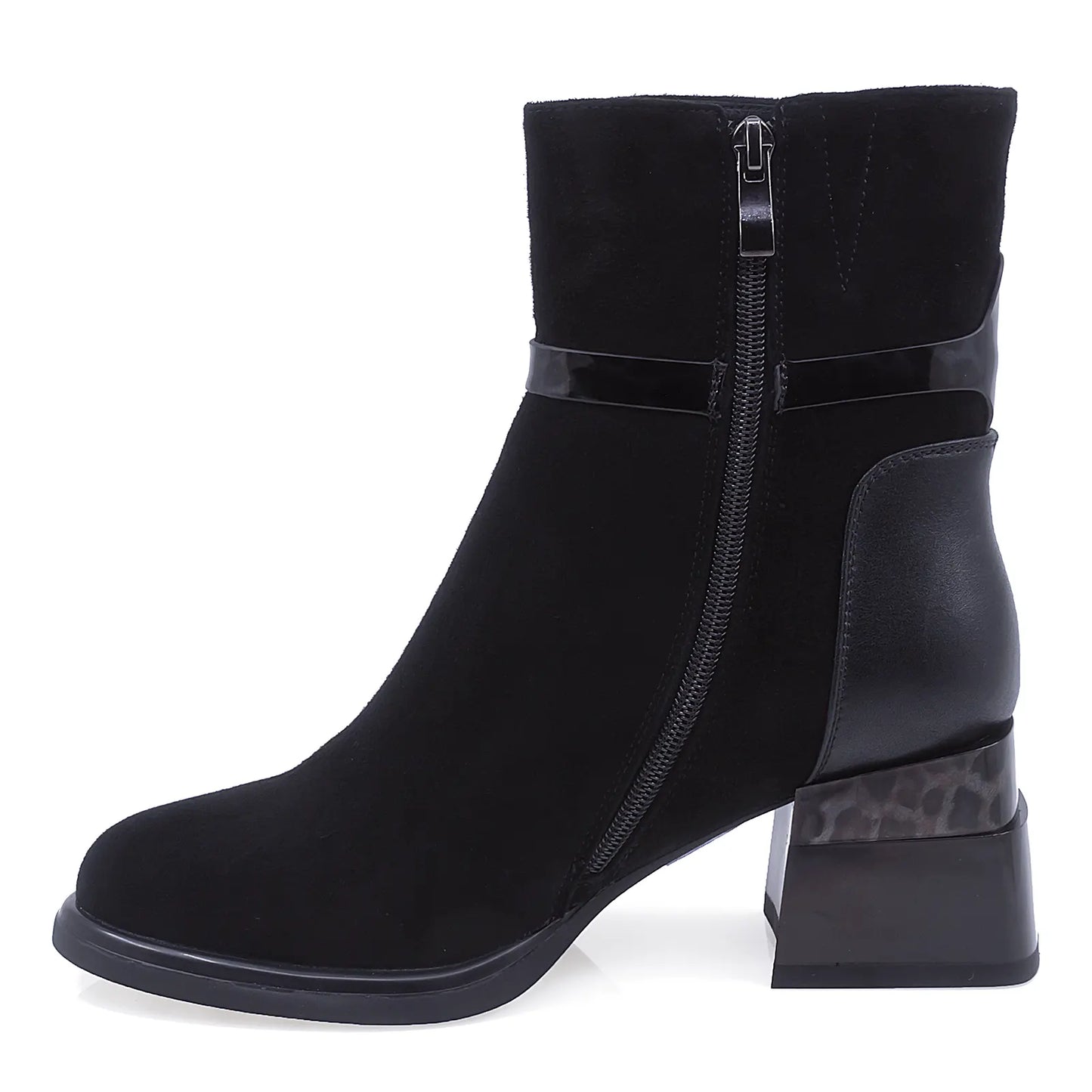 Ghete Dama Elegante Anna Viotti Piele Intoarsa D112-GAW2573 Negru