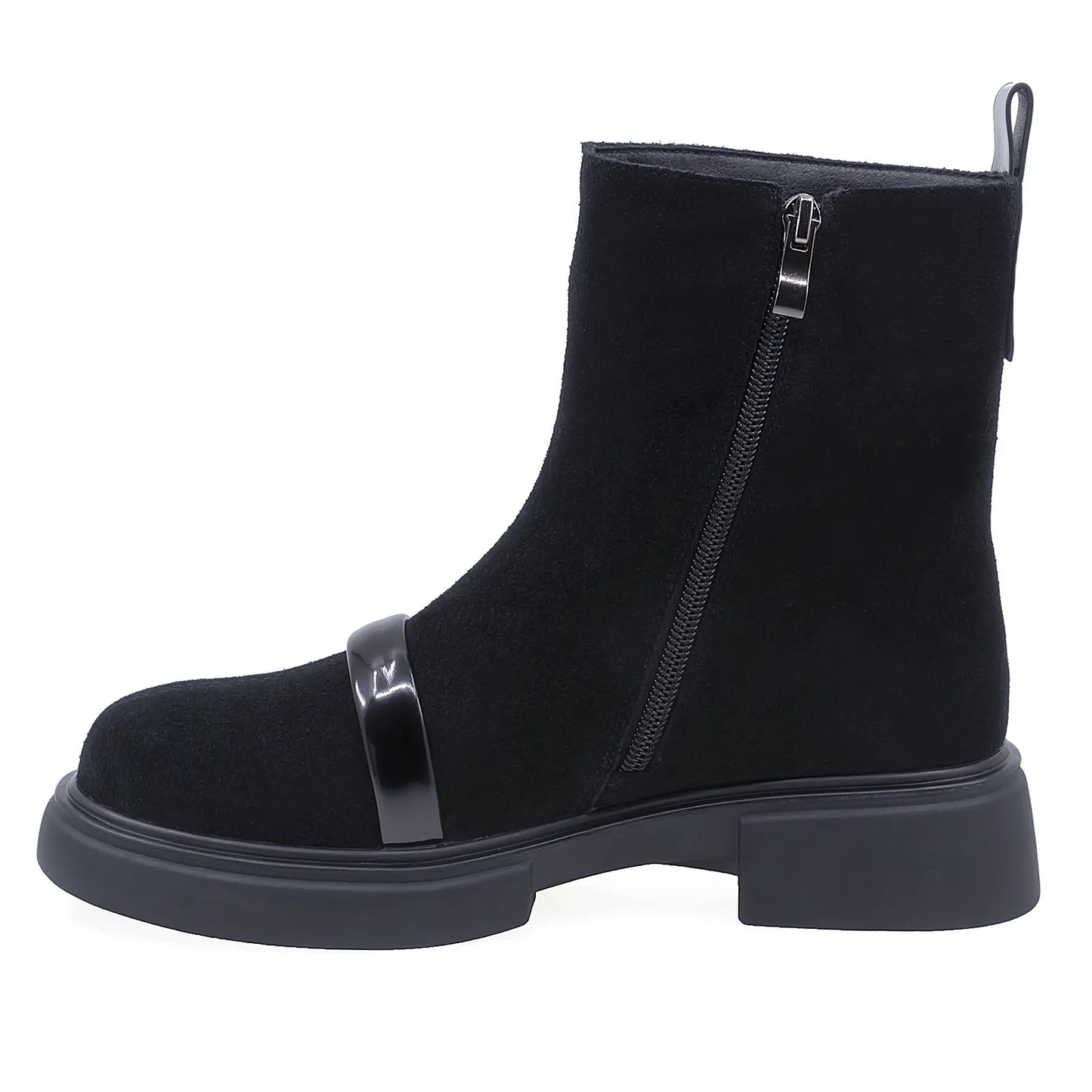 Ghete Dama Casual Anna Viotti Piele Intoarsa D106-M117-Q600 Negru