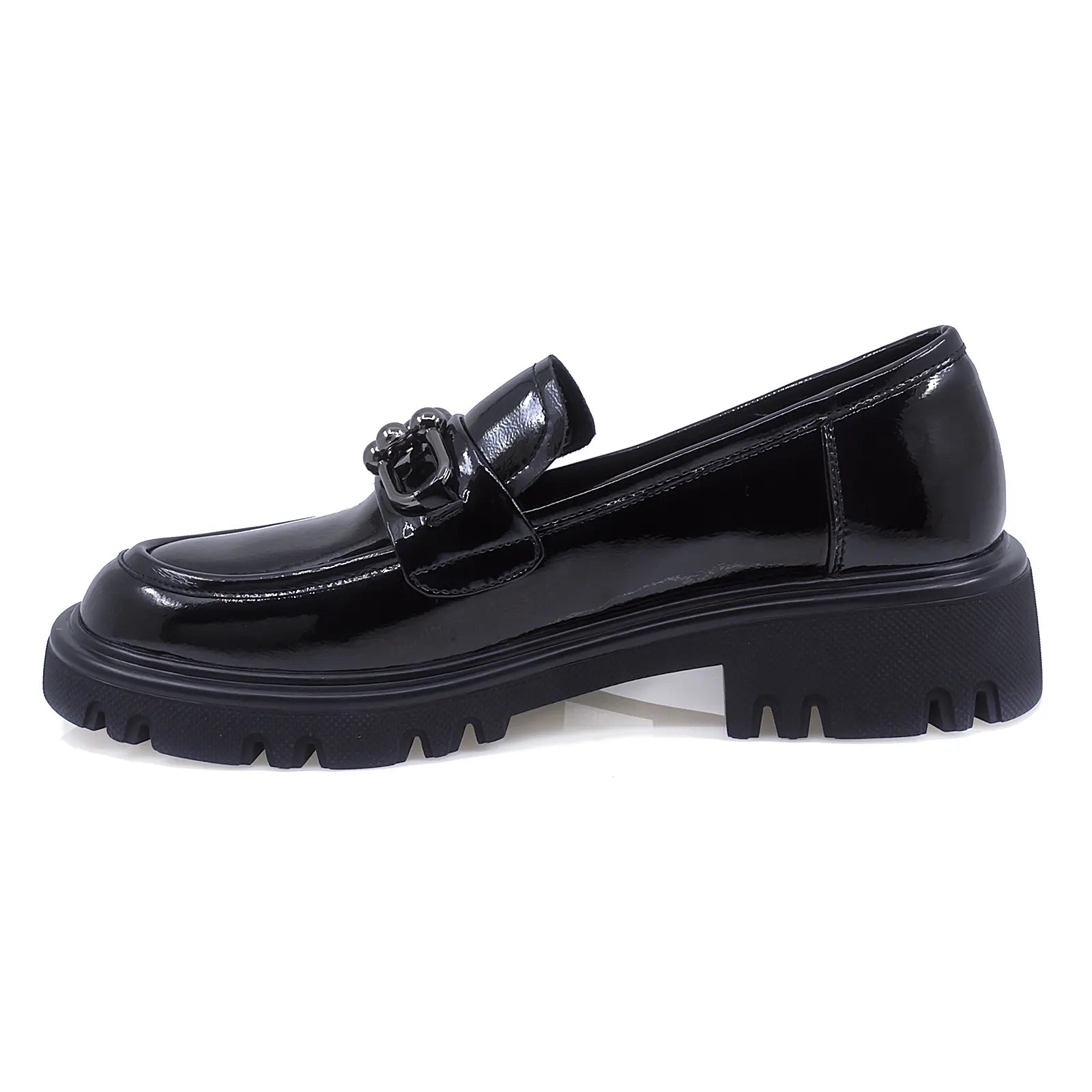 Pantofi Dama Casual Anna Viotti Piele Lacuita D112-GAW2559 Negru