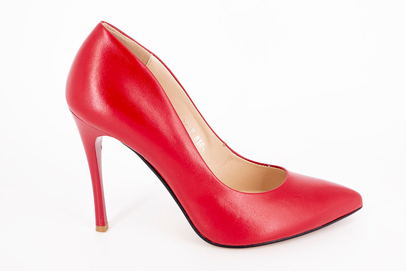 Pantofi dama Kordel din piele naturala rosu - 1242