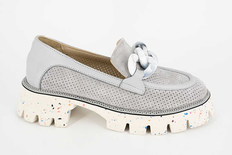 PANTOFI DAMA ANNA VIOTTI DIN PIELE NATURALA GRI  - 382