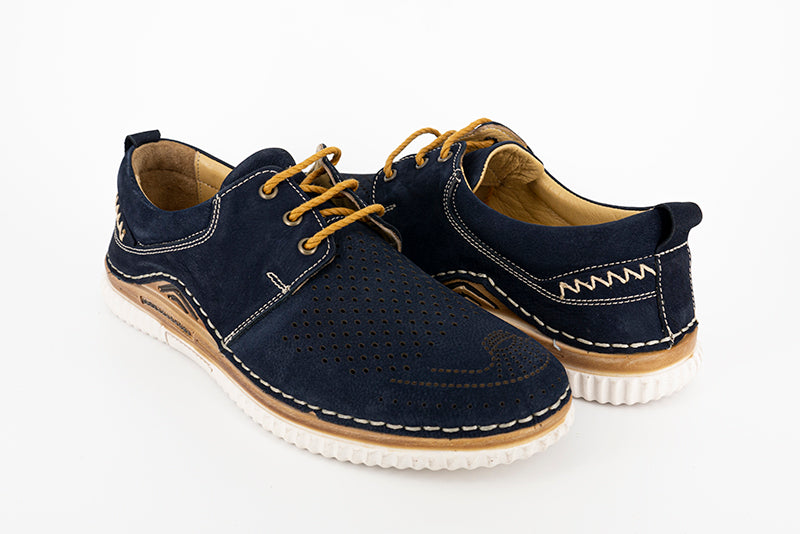 Pantofi barbati casual Goretti din piele naturala  blu - 1046