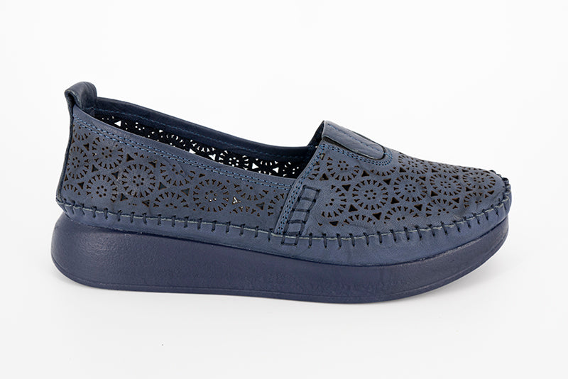 Pantofi dama Anna Viotti din piele naturala blu - 43-85 - Goretti - Incaltaminte din piele naturala