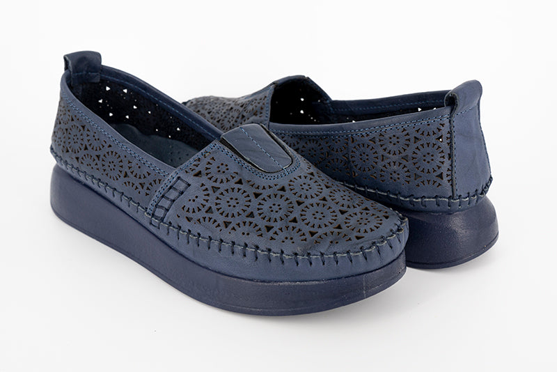 Pantofi dama Anna Viotti din piele naturala blu - 43-85 - Goretti - Incaltaminte din piele naturala