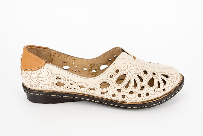 Pantofi dama Anna Viotti din piele naturala bej - 2104