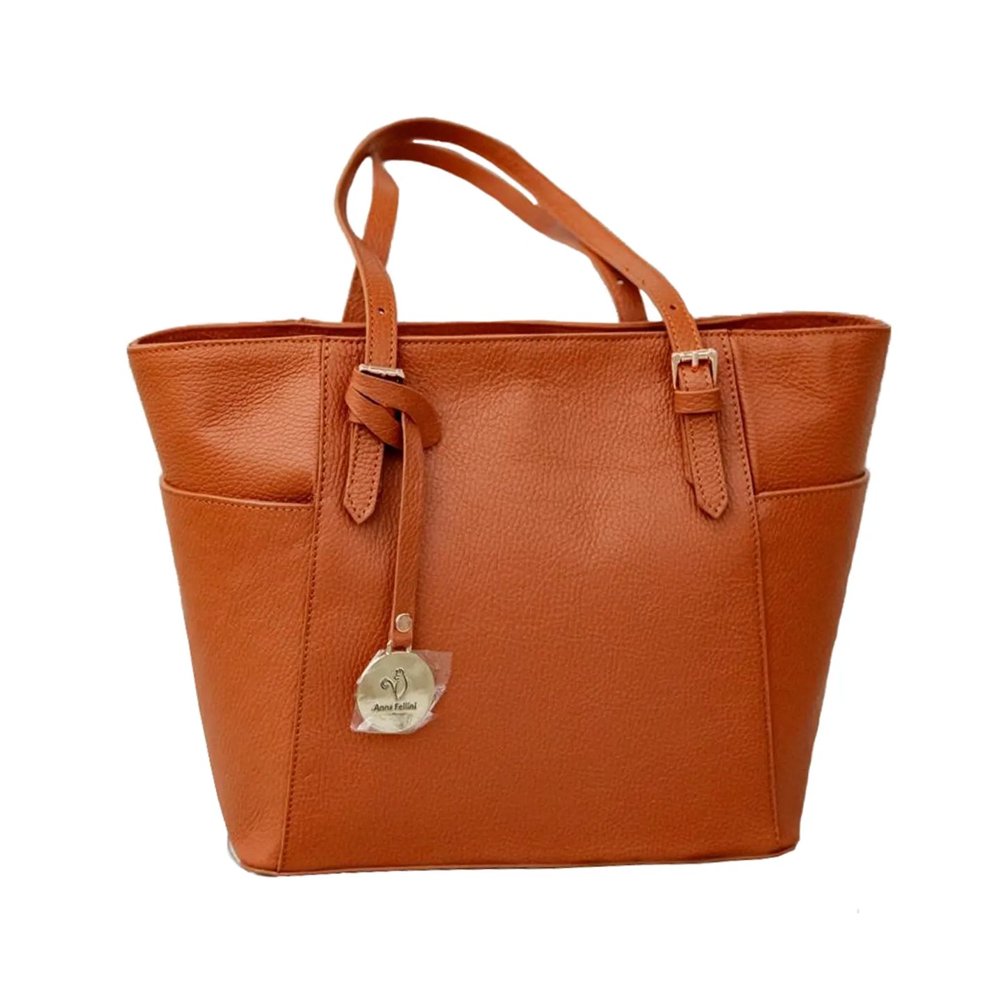 Geantă damă Michelle Anna Fellini piele naturala coniac
