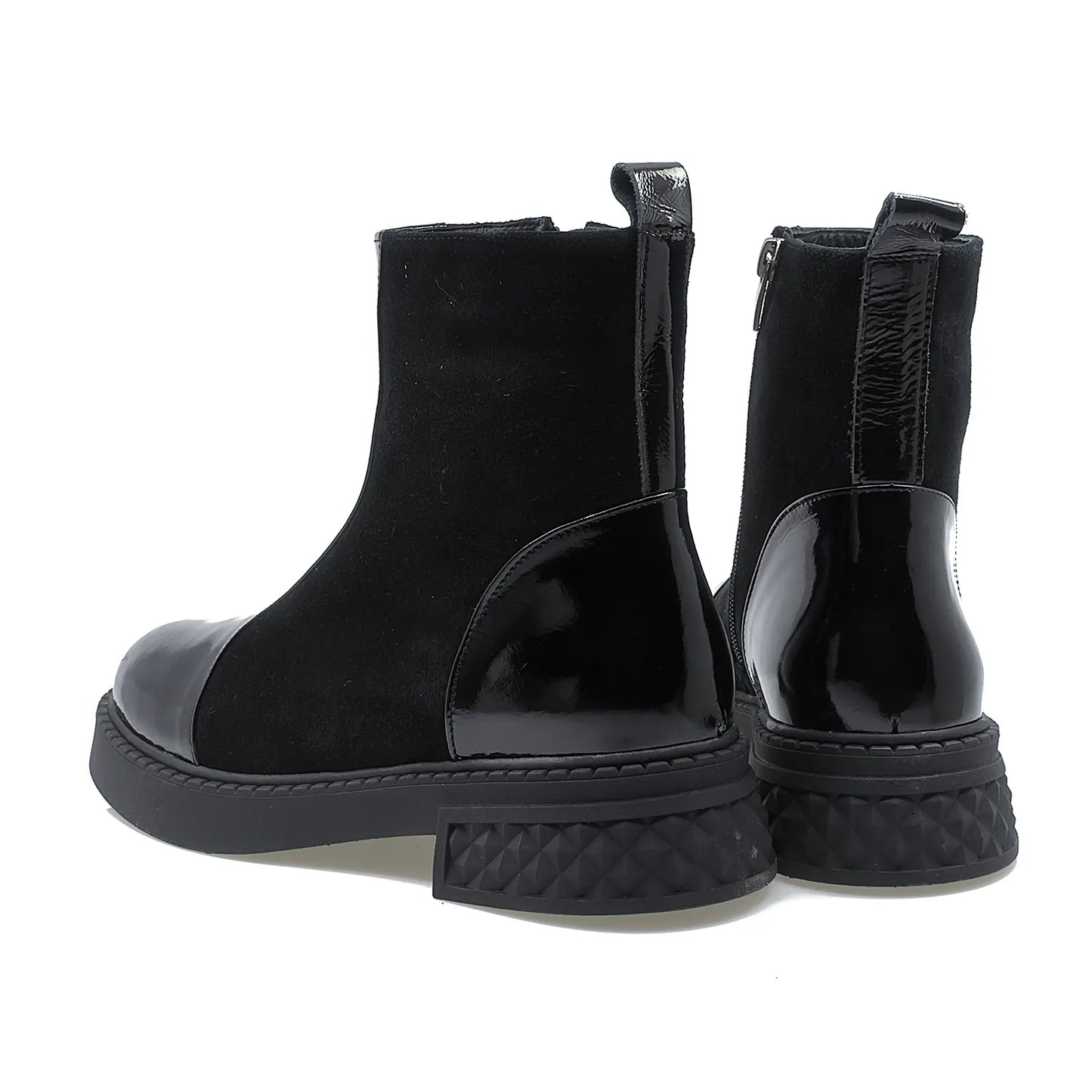 Ghete dama Anna Viotti D 30-114 din piele intoarsa / lac  negru-5