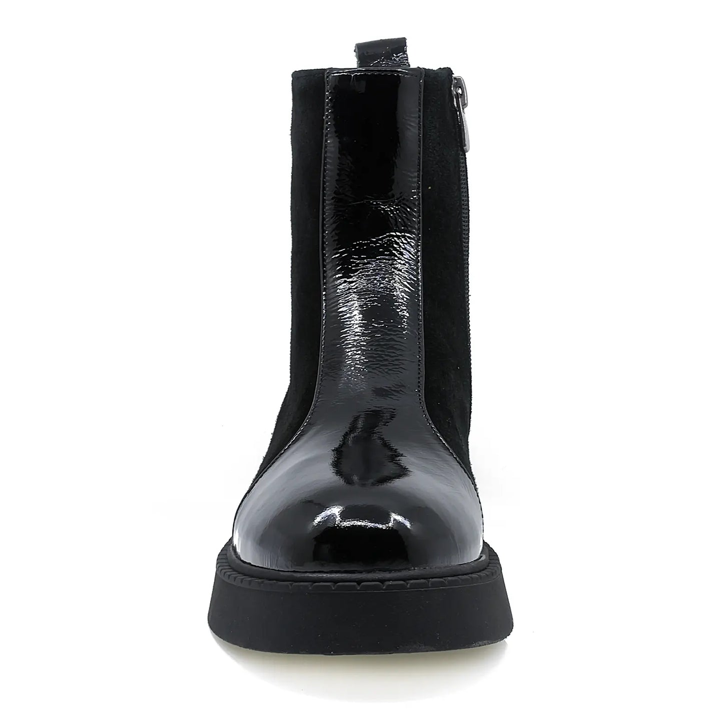 Ghete dama Anna Viotti D 30-114 din piele intoarsa / lac  negru-6