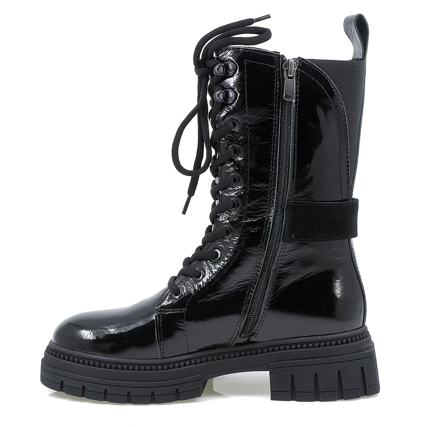 Ghete dama Anna Viotti din piele lacuita D 30-119 negru-1
