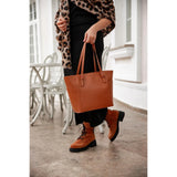 Geantă damă Michelle Anna Fellini piele naturala coniac