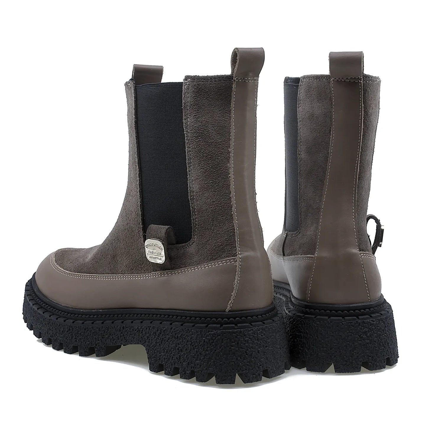 Ghete dama Anna Viotti din piele intoarsa D 30-120 gri-3
