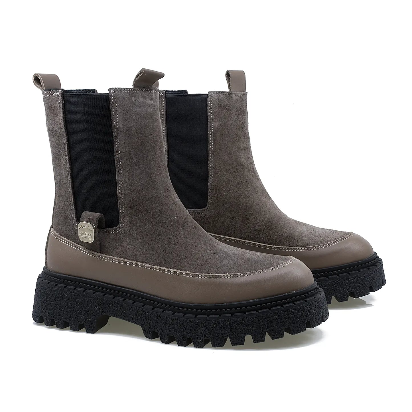 Ghete dama Anna Viotti din piele intoarsa D 30-120 gri-5