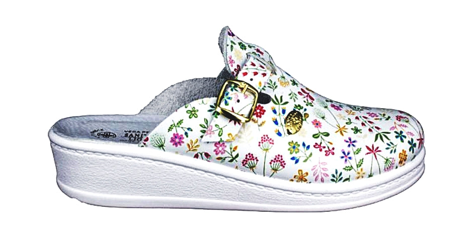 Papuci medicinali albi cu flori  Sanital Light