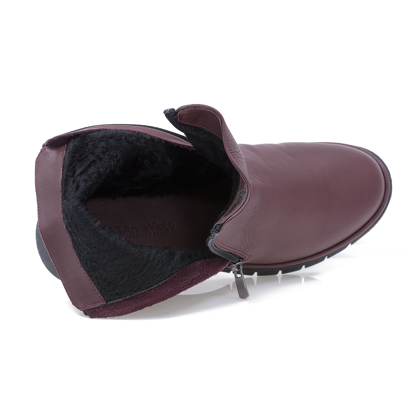 Ghete dama Anna Viotti din piele naturala bordo 19114