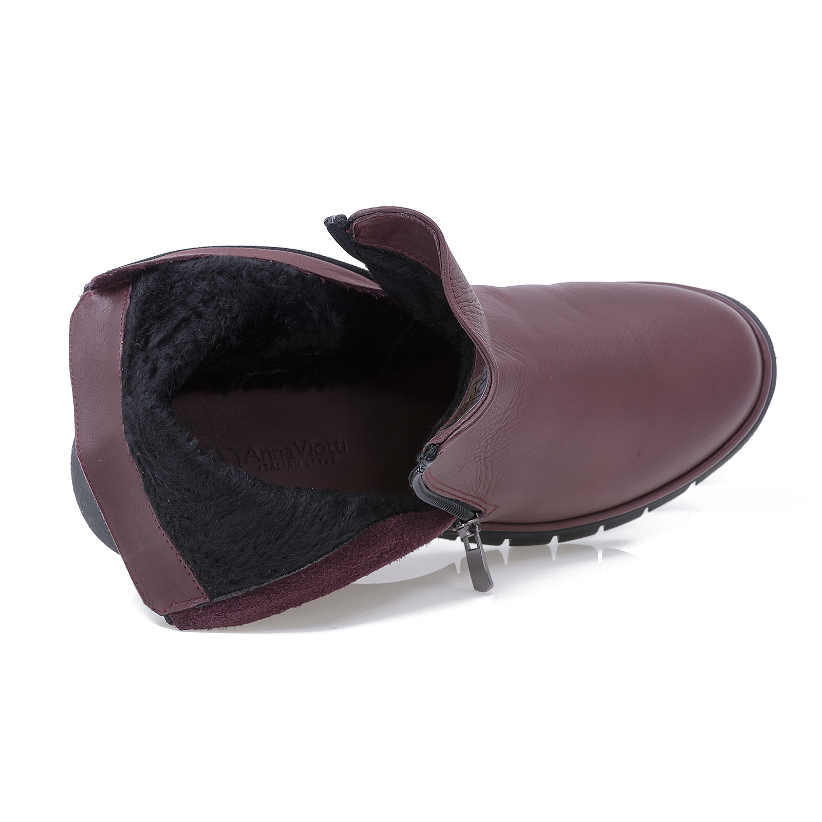 Ghete dama Anna Viotti din piele naturala bordo 19114