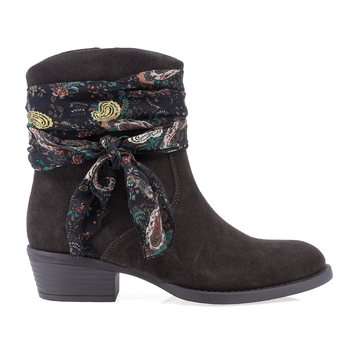 Ghete dama casual Anna Viotti piele intoarsa D115-66100-01R maro