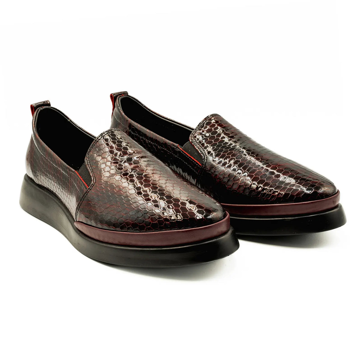 Pantofi dama casual Anna Viotti piele lacuita D49-K72 bordo