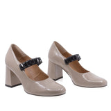 Pantofi dama eleganti Anna Viotti piele lacuita D2965 bej