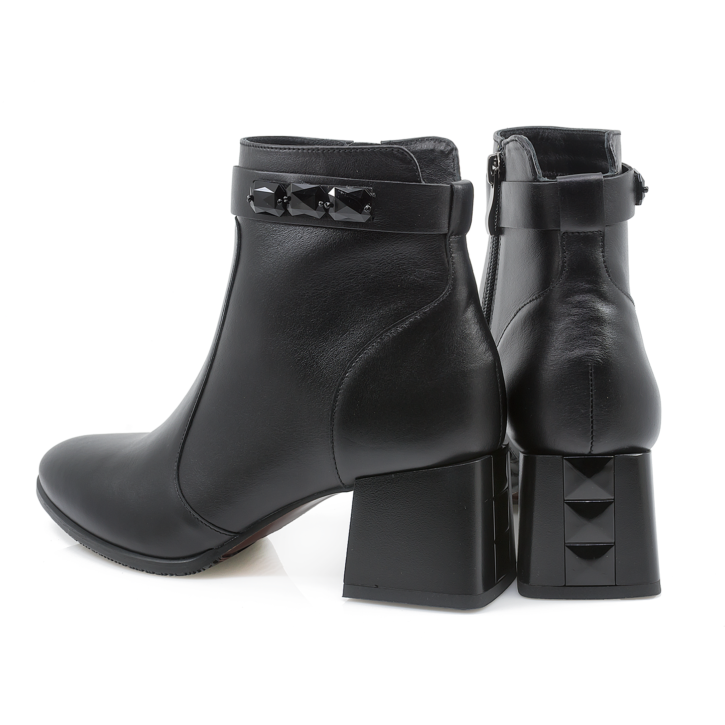 Botine dama Anna Viotti din piele naturala D 2752 negru
