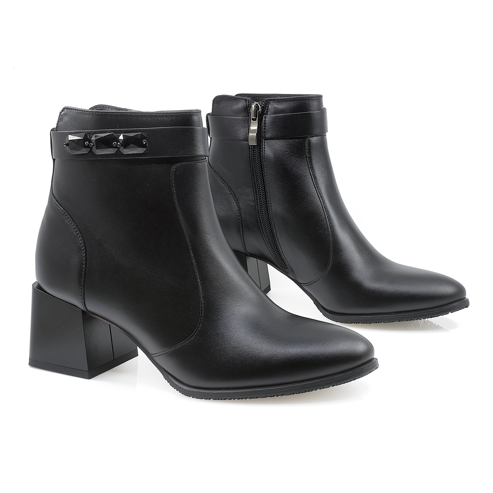 Botine dama Anna Viotti din piele naturala D 2752 negru