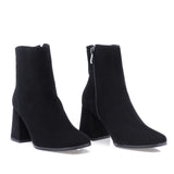 Botine dama elegante Kordel piele intoarsa D2999 negre